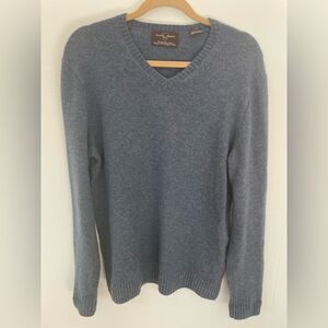 Black Brown 1826 Blue V-neck Sweater Lambswool Blend M